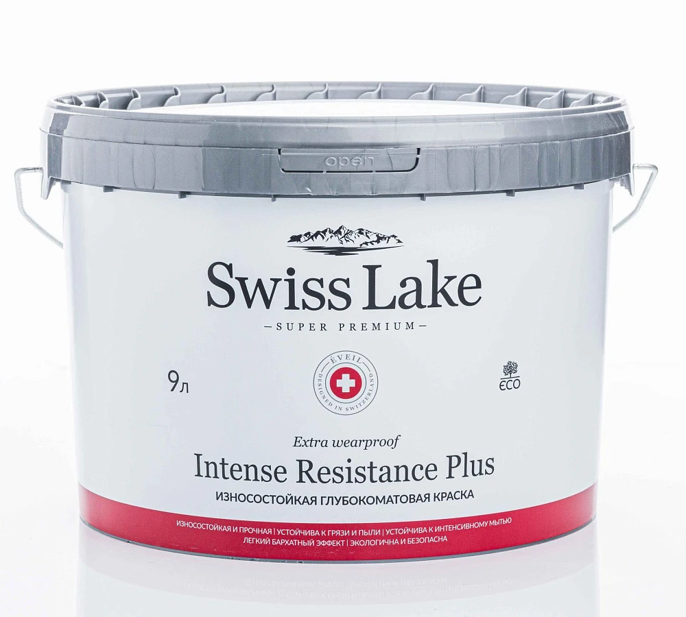 Интерьерная краска Swiss Lake Intense Resistance Plus износостойкая база А 9 л