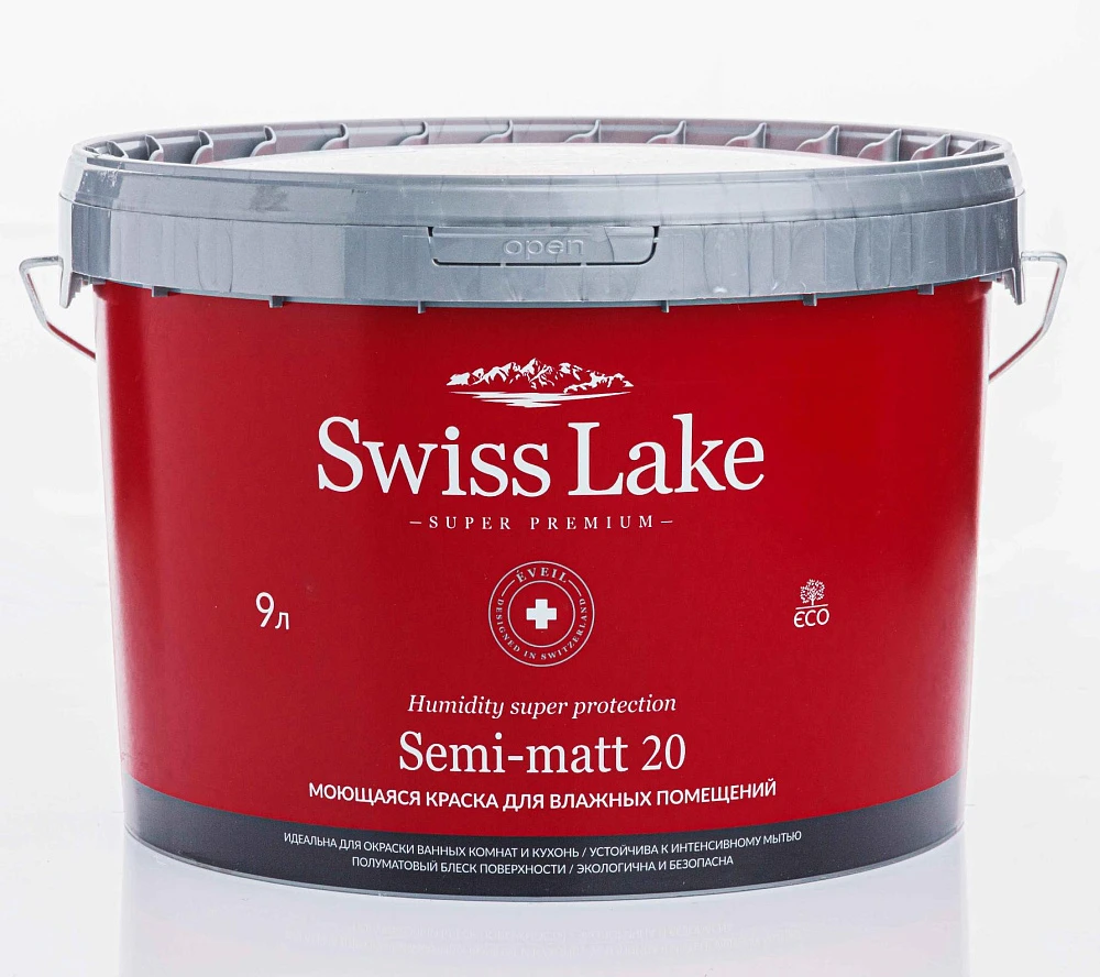 Интерьерная краска Swiss Lake Semi-matt 20 база C моющаяся 9 л